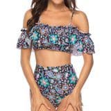 2019 Swimsuit Printed Floral Swimwear Large Size Bikini Set High Waist Bathing Suit