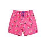 Hot Selling OEM Logo Aop Sublimated Print Kids Boys 100% Polyester Swimming Boardshort with Solid Color Drawstring