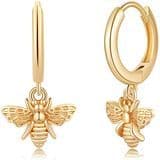 Custom Jewelry Gold Plated Bee Hoop Bee Drop Earring 925 Sterling Silver