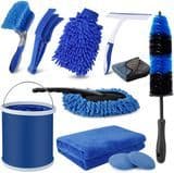 Interior Car Care Kit Car Wash Kit Car Detailing Cleaning Set Alloy Wheel Brush Cleaning Kit Wheel Cleaner Rim Brush Wash Mitt Sponge Towels Tire Brush