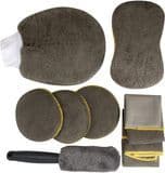 9 in 1 Car Cleaning Tools Kit Microfiber Wash Mitt Applicator Pads Microfiber Sponge Microfiber Cloths Microfiber Wheel Brush
