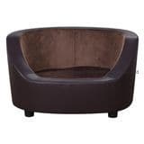 Faux Leather Pet Bed with Removable Cushion Brown Pet Product