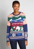 Cotton Acrylic Knitwear Woman Christmas Jumpers Jacquard Knitted Custom Ugly Christmas Pullover Sweaters
