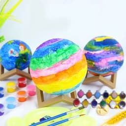 Wholesale Crafts Art Kids DIY Mini Full LED Moon Shaped Night Light Lamp LED 3D Moon Lamp Painting Kit