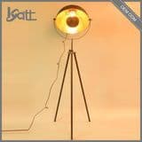 Vintage Industrial Rust Metal Tripod Gold Floor Lamp