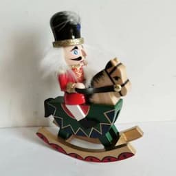 Christmas Gift Nutcracker Decorative Ornament Wooden Crafts Rocking Horse Wooden War Horse Walnut Soldier Puppet