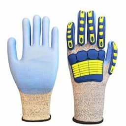 Anti Cut and TPR Impact Resistant PU Coated Work Safety Gloves