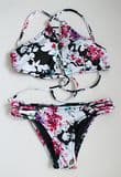 Floral Print Swimsuit for Women Sexy Sling Padded Push up Bikini Set