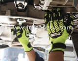 Hi-Viz Yellow Polyester Specialty Hand Protection Anti Vibration Anti-Impact Work Gloves with Knitted Wrist