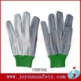 Safety Working White Canvas Protective Hand Cotton Dotted Gloves (CTDP)