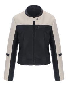 Ladies Color Mixed Faux Leather PU Jacket Women PU Leather Jacket