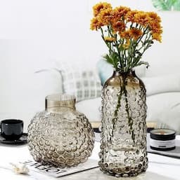 Unique Handmade Bubble Glass Vase for Home Decoration Tabletop Flower Vase