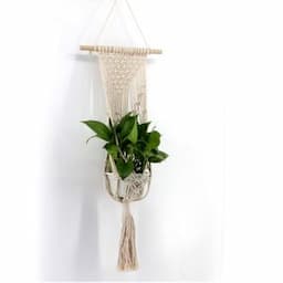 Macrame Handmade Woven and Wooden Flower Shelf Wall Decors Boho Home Decoration