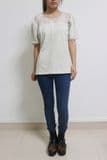 Europe Style Lace Splice Chiffon Joker Beige T-Shirt