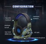 Camouflage Gaming Headsets with LED, Lighting Stereo Gaming Headphone