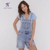 Wholesale Hot Sale Women′s Denim Dungarees Metal Buckle Work Leisure Shopping Ladies Blue Jean Jumpsuits