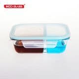 2 Compartment Glass Lunch Containers with Lids and Dividers