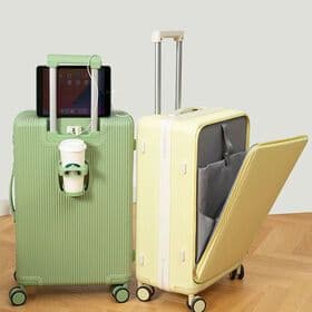 Custom Cabin Luggage Travel trolly With USB Charger And Cup Holder portable suitcase luggage female and male work luggage