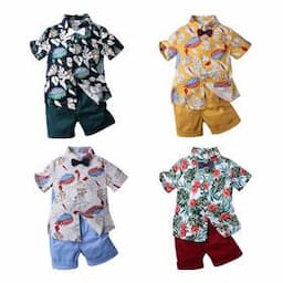 Wholesales Children Clothing Sets Boys Floral Shirt Shorts 2Pcs Suit For Summer