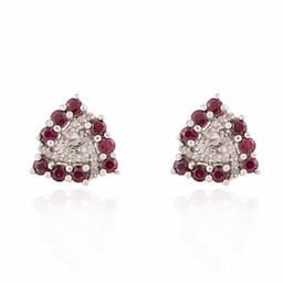 Explore Letast Exclusive Gemstone Ruby & American Diamond Trillion Shape Stud Earrings Handcrafted Women Jewelry