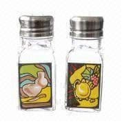 Glass Salt/Pepper Shaker with Square Shape Bottle and Steel Lid, Measures 4 x 4 x 9.5cm