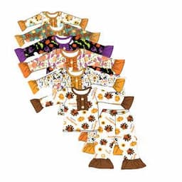 Yiyuan Turkey Pumpkins Customized Kids Thanksgiving Holiday Pajamas Sleep Wear for Girl wholesale pajamas for children