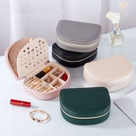 Ring Earring Bracelet custom Logo Wholesale Luxury Pu Leather Jewelry Box Organizer Case Leather Mini Travel Jewelry BoxesPopular