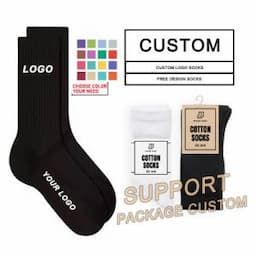 Custom Made Embroidery Logo Design Jacquard Printing Fashion Crew Cotton Socks