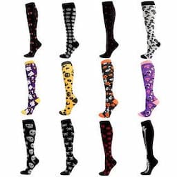 Colorful 20-30mmhg Sport Knee High Running Halloween Compression Socks for men women