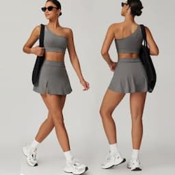Wholesale Custom Logo Sexy Mini Sport Wear Workout Fitness Yoga Sets Tennis Skirt with Skirt Women Girl