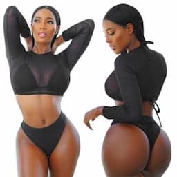 Wholesale Long Sleeve Multicolor Mesh Bikini Swimsuit
