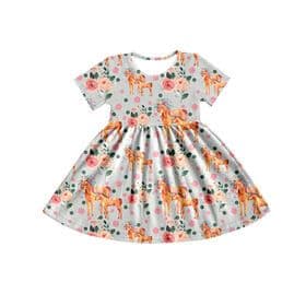 New updated OEM ODM wholesale milk silk material kids floral dresses child custom clothing baby dresses for girls