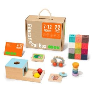 Early Educational Box Wooden Montessori Toy Wooden Baby Toy for Toddler 7-12 Months