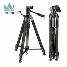 TS-LT206B Photo Black Professional Light Weight Camera Tripod, Lightweight Tripod for Camera w Foam Handle 3 Way Pan Tilt Head