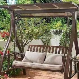 2-Seat Deluxe Outdoor Patio Swings Garden Swing with cushions Patio Rattan wicker Garden Wicker Outdoor Furniture Patio Swings