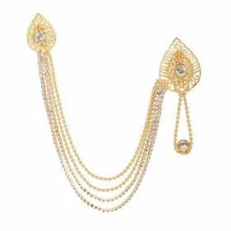 Indian Fashion Stylish Crystal Brooch Pin with Chain Tassels Lapel Pin Breastpin Wedding Jewelry