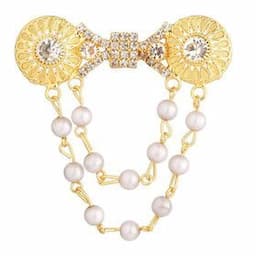 Indian Fashion Stylish Crystal Brooch Pin with Chain Tassels Lapel Pin Breastpin Wedding Jewelry.