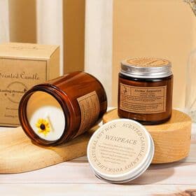 Wholesale Luxury brown Decorative Matte Jar Candle Ceramic Candle Jars With cover