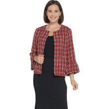Boucle Cropped Jacket with Ruffle Sleeve -