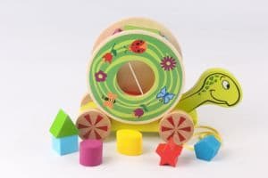 Educational Toy Wooden Shape Sorter Pull Along Turtle Car Wooden Toys