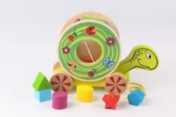 Educational Toy Wooden Shape Sorter Pull Along Turtle Car Wooden Toys