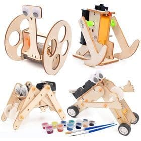 STEM Two Wheel Balance Car Robot DIY Science Kits Kids Students Fun Wooden Assembly Physics Electric Building KitPopular
