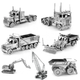 Engineering Vehicle Series COE Truck crane tractor Wheel Loader 3D Car Metal Puzzle