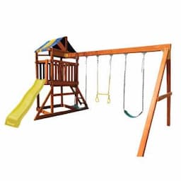 George′s Watchtower - Outdoor Wooden Swing Set Playground with Aceessories