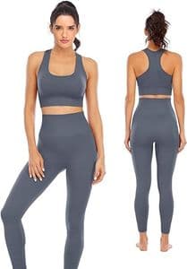Workout Sets for Women 2 Piece High Waisted Seamless Leggings with Padded Stretchy Sports Bra Sets Gym Clothes