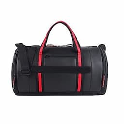 Genuine Leather Travel Duffel Bag for Men Gym Sports Weekender Luggage with Zipper Closure and Belt Pattern Weekend Carry Bag
