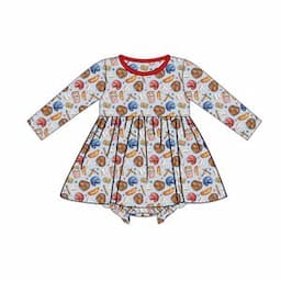 puresun factory bamboo kids clothes baseball printed spring pajamas baby clothes long sleeve girls romper with skirt