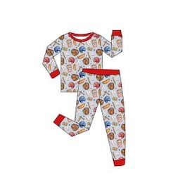 factory sale kids clothes baseball printing bamboo cotton children clothing boutique pajamas spring little boy clothing