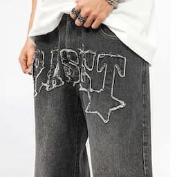 RUYI  Custom men baggy jeans men embroidery patch denim jeans trousersPopular