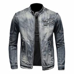Men's Clothing Casual Stand Collar Denim Jacket Coat Fashion Large Size Trendy Men's Denim Clothing
